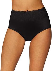 Bali Passion for Comfort Women's Panties, Seamless Brief Underwear for Women, Seamless Stretch Underpants (Colors May Vary), Black Lace, Medium