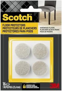 Scotch Brand Felt Pads, Great for protecting hardwood floors, Round, 1 in. Diameter, Beige, 16/Pack