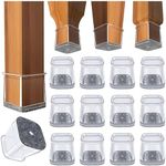 32Pcs Chair Leg Floor Protectors,Square Floor Protectors for Furniture Legs,Large Furniture Sliders Felt Bottom Silicone Chair Leg Caps for Protecting Hardwood Floors(Fit:26-39mm)