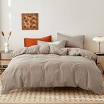 FANSTIVE Duvet Cover Queen Size, 100% Washed Cotton, Linen Like Super Soft and Breathable, 3 Pieces Linen Grey Bedding Duvet Covers, Farmhouse Comforter Cover Set with Zipper Closure(No Comforter)