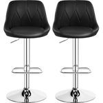 Yaheetech Modern Bar Stools Set of 2 Height Adjustable Swivel Bar Chair with Backrest Chrome Footrest for Breakfast Bar Counter Home Kitchen Black