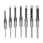 Garosa 7Pcs Square Hole Mortise Chisel Drill Bit Woodworking Hole Saw Square Drill Bits Kit 1/4in 5/16in 3/8in 2/5in 1/2in 9/16in 5/8in HSS Mortising Chisel Drill Bit Set with Storage Box