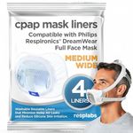resplabs CPAP Mask Liners - Compatible with Philips Respironics DreamWear Full Face Masks - Reusable, Washable Comfort Covers - 4 Pack (Medium Wide)