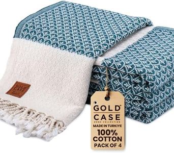 Gold CASE Turkish Beach Towel Set of 4 – 100% Cotton Large Turkish Bath Towels 67 x 38'' – Helen Extra Large, Quick Dry & Sand Free Towels – Peshtemal for Pool – Teal