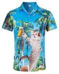 Dancinova Funny Hawaiian Shirt Mens Cats Shirts Holiday Party Novelty Shirts,XXL