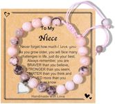 Chuchoter Perfect Teen Girls Gifts,To My Daughter/Granddaughter/Niece Bracelet,Sweet Heart Natural Stone beaded Bracelet,Birthday Christmas Valentines Graduation Gifts (niece（pink）)