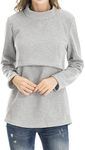 Smallshow Women's Fleece Nursing Tops Shirts Long Sleeve Breastfeeding Clothes Medium Light Grey