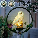 ASFSKY Owl Gifts for Owl Lovers Solar Powered Garden Owl Statue Waterproof Hanging Solar Owl for Outdoor Decorative Unique Owl Gifts for Women