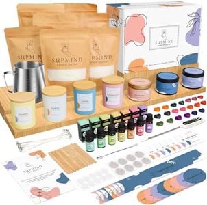 SUPMIND Candle Making Kit for Adults Beginners, DIY Candle Making Supplies for Adults Including Soy Wax, 7oz Jars & Tins, 7 Pleasant Scents, Color Dyes & More-kit para hacer velas