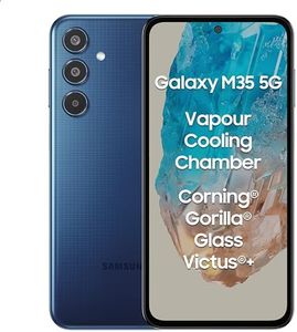 Samsung Galaxy M35 5G (Moonlight Blue,8GB RAM,128GB Storage)| Corning Gorilla Glass Victus+| AnTuTu Score 595K+ | Vapour Cooling Chamber | 6000mAh Battery | 120Hz Super AMOLED Display| Without Charger