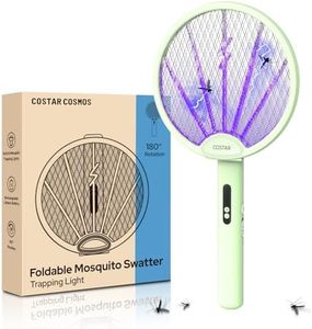 CostarMatter Mosquito Killer Racket, Foldable Bat with UV Light, 3400V, 2 in 1 Auto Mosquito Killer, Racket for Mosquitoes, Electric Fly Swatter with Lithium-ion Battery, Green