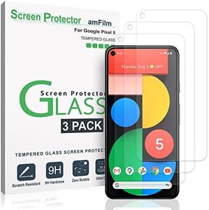 amFilm Pixel 5 Screen Protector Glass Film (3 Pack), Case Friendly (Easy Install) Tempered Glass Screen Protector for Google Pixel 5 (2020)