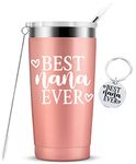 Best Nana Ever-Grandma Mug Gifts from Grandchildren Grandkids Mothers Day Birthday Christmas Gifts for New Nana,Grandma to be,Grandmother Insulated Stainless Steel Cup with Lid 20 Ounce Rose Gold