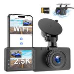 Dash Cam Front and Rear Camera, Otovoda 3Inch Screen WiFi Dash cam, 2.5K+1080P Dash Camera for Cars, Dashboard Camera with Free 64GB Card, Type-C Port, Parking Monitor, Super Night Vision