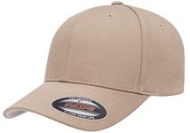 Flexfit Unisex Adult Cotton Twill Fitted Cap Hat, Khaki, Small-Medium