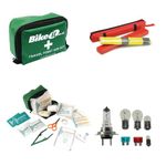 MOTORCYCLE AND CAR BREAKDOWN AND EUROPE ESSENTIAL TRAVEL KIT INCLUDING FIRST AID KIT WARNING TRIANGLE HI VIS VEST AND A EMERGENCY BULB KIT CONTAINING '' H7 '' BULB.