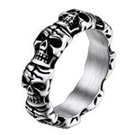 Richsteel Mens Silver Skull Rings Gothic Jewellery Stainless Steel Biker Ring