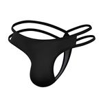 Drelaar Men's Stretchy Waist Smooth G-String Underwear Pouch Thongs Medium Classic Black