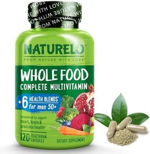 NATURELO Whole Food Multivitamin for Men 50+ - with Vitamins, Minerals, Organic Herbal Extracts - Vegan Vegetarian - for Energy, Brain, Heart and Eye Health - 120 Capsules