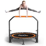 FitinOne 40" Folding Mini Trampoline Max Load 150KG, Indoor Exercise Rebounder with Handle, Fitness Trampoline for Adults and Kids with Bungee Band
