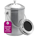 Top Rated Epica Stainless Steel Compost Bin 1 Gallon-Includes Charcoal Filter