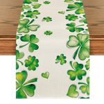 Artoid Mode Green Shamrock Bushes St. Patrick's Day Table Runner, Seasonal Spring Holiday Kitchen Dining Table Decoration for Indoor Outdoor Home Party Decor 13 x 90 Inch