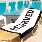 CKB LTD Reserved Beach Towel Microfibre 76 x 152cm Novelty Funny Beach Pool Towels for Sun Loungers Hotel Sun Bed, Soft, Super-Absorbent, Black and White