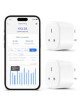 Smart Plug Works with Apple HomeKit Siri, Alexa, Google Home Refoss WiFi Smart Plug Socket with Energy Monitoring Remote Control Timer Plug No Hub Required 13A, 2 Pack