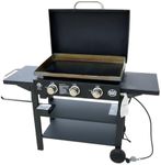Griller's Choice Outdoor Griddle Grill Propane Gas Flat Top - Hood Included, 4 Shelves, Disposable Grease Cups, 36,000 BTU's, Large Cooking Area, Paper Towel Holder.