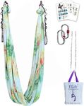 F.Life Aerial Yoga Hammock 5.5 yards Premium Aerial Silk Fabric Yoga Swing for Antigravity Yoga Inversion Include Daisy Chain,Carabiner and Pose Guide (Peacock Green)