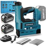 Yofuly Nail Gun Cordless Compatible with Makita 18V Batteries, 2X 4000mAh Battery, 18GA 2-in-1 Brad Nailer Adjustable Depth, Electric Staple Gun with 1000 Nails and Staples (Green)