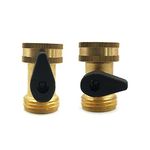 2 Pack Heavy Duty Brass Shut Off Valve Garden Hose Connector with 6 Extra Pressure Washers