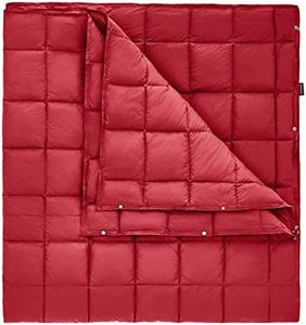 KingCamp Red Women Travel Packable Lightweight Down Alternative Warm Camping Blanket, Large Compact Wearable Outdoor Waterproof Blanket for Airplane, Hiking, Backpacking, Stadium, Park