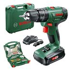 Bosch PSB 1800 LI-2 Cordless Combi Drill with two 18 V Lithium-Ion Battery with a 70 Piece Accessory Set