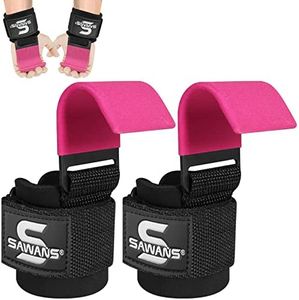 Coppia di ganci per sollevamento pesi, rivestiti in solido acciaio e neoprene, con imbottitura spessa, per sollevamento pesi, palestra, stacchi da terra, mento, trazioni, fitness, attrezzatura per