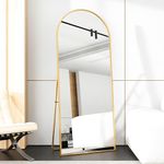 Beauty4U Full Length Mirror Arched Top, 180x80cm Large Free Standing Mirrors, Floor Mirror with Gold Aluminum Alloy Frame for Living Room or Bedroom, Hanging or Leaning