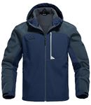 BGOWATU Men's Outdoor Softshell Jackets Fleece Hooded Full Zip Waterproof Windproof Hiking Winter Snow Coat Navy M