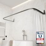 Erica Shower Curtain Rail for Bathtubs, U-Shaped Shower Curtain Pole 70x165x70 cm, Wall Mounted Shower Pole Without the Need to Fix to the Ceiling, Curved Shower Rail, Grey Powder Coated Steel