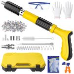 Concrete Nail Gun Kit, Manual Steel Nailer Gun with 100pcs Nails, 5-Gear Adjustable Steel, Portable Manual Nailer Fastening Tool with Gloves, Safety Gogglesa Storage Case for Concrete, Steel, DIY (B)