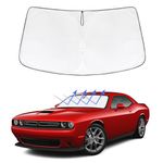 MEJELAKI Front Windshield Sun Shade Compatible with Dodge Challenger 2015-2024 Custom Fit Update Foldable Window Sunshade Auto Heat Shield Protector Block UV Rays Keep Your Car Cooler