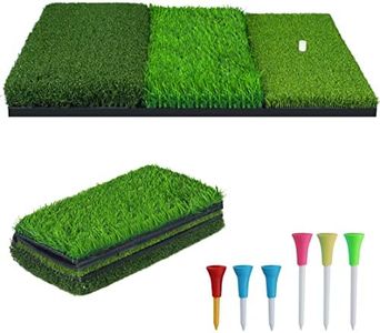 NEWCARE Golf Hitting Mat, 3-in-1 Foldable Grass Mat, Tri-Turf Practice Training Aid Batting Mat for Chipping Swing Detection Portable Accustrike Personal Driving Range for Backyard Indoor Outdoor