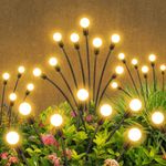 Solar Lights Outdoor for Garden, 6 Pack 48 LED Solar Garden Swaying Lights Outdoor, Solar Firefly Lights Waterproof Outdoor Garden Decor Lights for Patio, Garden, Pathway, Warm White