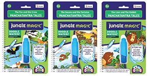 Jungle Magic Doodle Waterz - Reusable I Water Colouring Book - Panchtantra Story I Swans & Tortoise I Self-Drying with Easy to Hold Water Pen I Educational Toy for kids