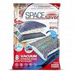 Spacesaver Premium Vacuum Storage Bags. 80% More Storage! Hand-Pump for Travel! Double-Zip Seal and Triple Seal Turbo-Valve for Max Space Saving! (Medium 8 Pack)