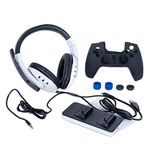 New World 8-in-1 Game Kit Accessories for Playstation 5 PS5 Console and Controller (headphone, Thumb grips, Skin,Controller Charger