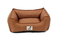 allpetsolutions Waterproof Dog Bed Medium - Removable Machine Washable Hardwearing Basket Scratch Proof Oxford Fabric - Water Resistant Comfy Bed for Home or Dog Crate - Brown 75x58x19cm