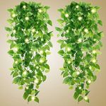 WEISPARK Artificial Hanging Plants - 2pcs Fake Ivy Vine Leaves Kitchen Plants for Wall House Room Garden Wedding Garland Indoor Outdoor Decoration (No Baskets)