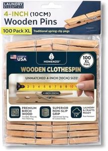 Homenzo Extra Large [100 Pack] 4-Inch Wooden Clothespins Heavy Duty Outdoor