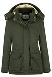 WenVen Women's Winter Fleece Lined Coat Plus Hooded Jacket (Army Green, 3XL)