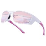 SKYWAY Polarized Wrap Around Sport Sunglasses for Women Men UV Protection Baseball Softball Running Driving Fishing Cycling Glasses,Pink